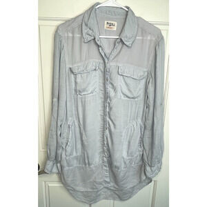 Anthropologie Holding Horses Utility Button-Down Sheer Tunic Sz M Boho Southwest